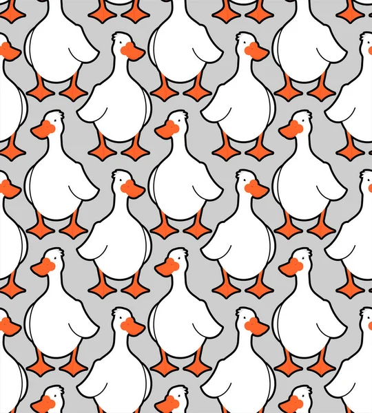 White Goose Pattern Seamless Waterfowl Background Baby Fabric Texture — Stock Vector