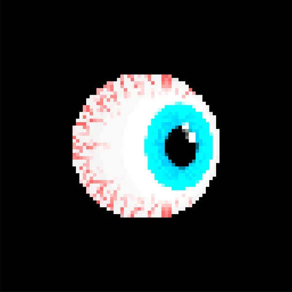 Arte Pixel Globo Ocular Ojo Redondo Bits Ilustración Vectorial Pixelada — Archivo Imágenes Vectoriales
