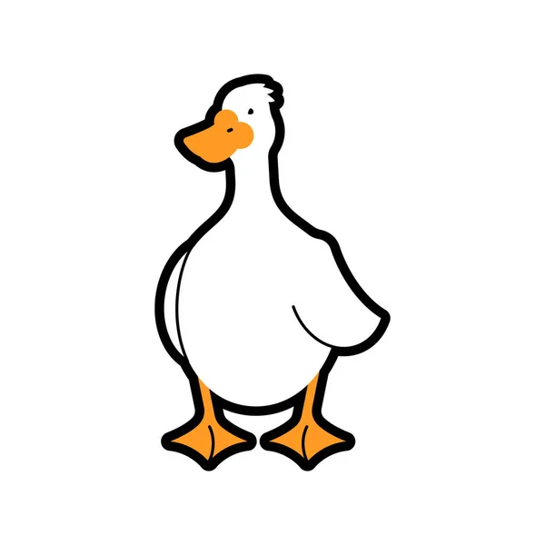 White Goose Isolated Wild Domestic Waterfowl Long Neck Vector Illustration — Stock Vector