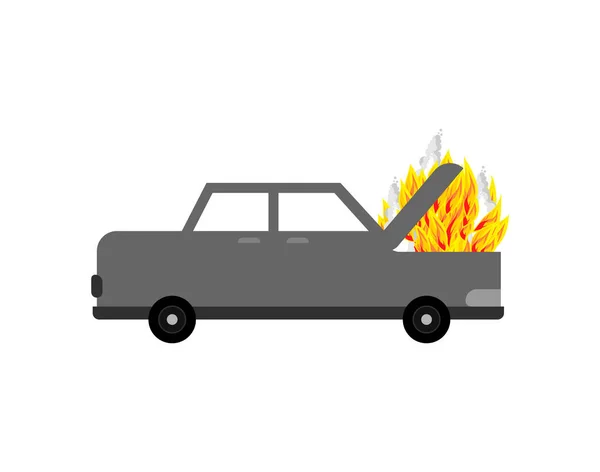 Hořící Auto Izolováno Auto Ohni Vektorová Ilustrace — Stockový vektor