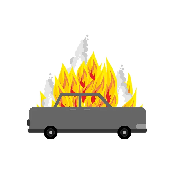 Płonący Samochód Odizolowany Samochód Się Pali Ilustracja Wektora — Wektor stockowy