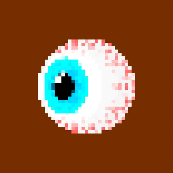 Arte Eyeball Pixel Olho Redondo Bits Ilustração Vetorial Pixelada — Vetor de Stock