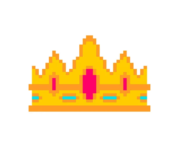Kongelig Krone Pixel Kunst Bit Kongens Diadem Pikselert Vektorillustrasjon – stockvektor