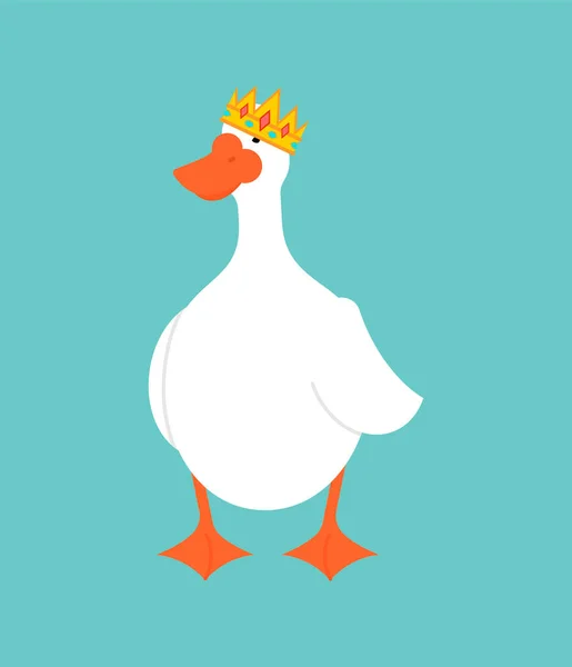 King Goose Crown Isolated Ruler Waterfowl Vector Illustration — Stock Vector