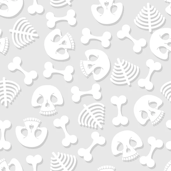 Modèle Dessin Animé Crâne Sans Couture Squelette Drôle Contexte Texture — Image vectorielle