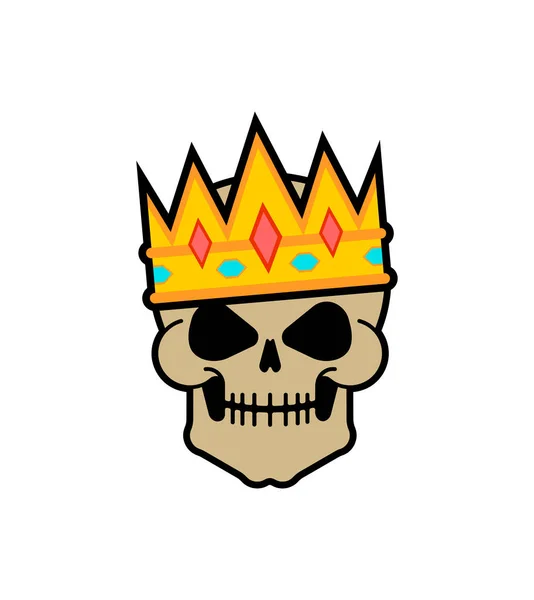 Kral Kafatası Taç Giymiş Iskeletin Başı Vektör Illüstrasyonu — Stok Vektör