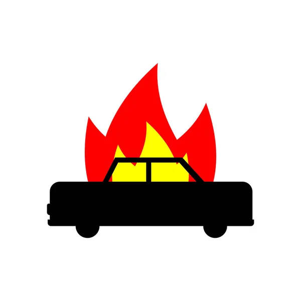 Brandende Auto Geïsoleerd Auto Staat Brand Vectorillustratie — Stockvector