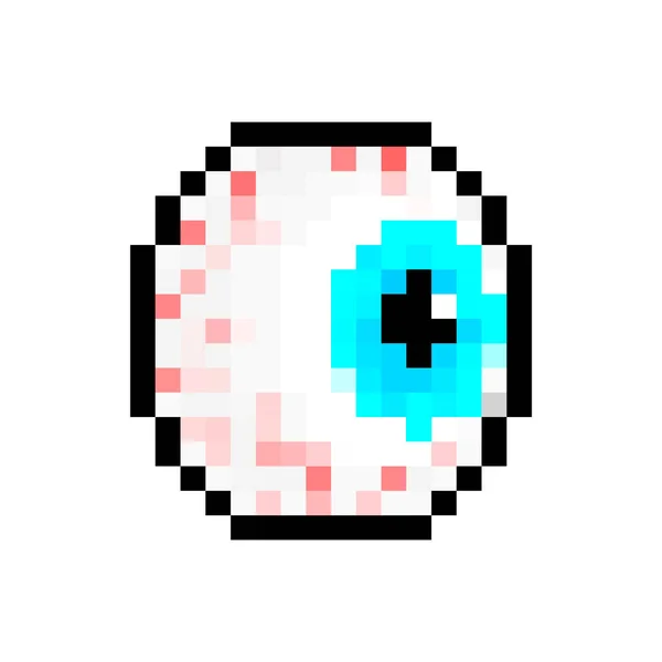 Oční Bulva Pixel Art Osmkrát Kulaté Oko Pixelovaná Vektorová Ilustrace — Stockový vektor