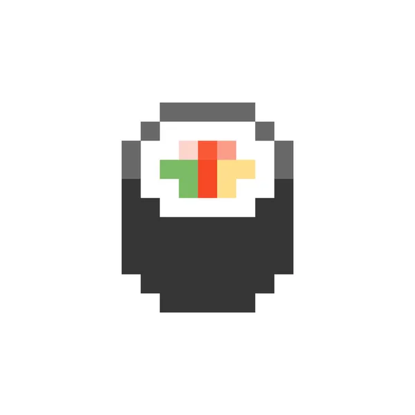 Суши Роллы Пиксельного Искусства Изолированы Традиционная Японская Еда Пиксельная Векторная — стоковый вектор