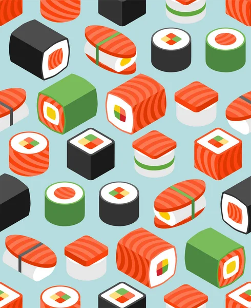 Patrón Rollos Sushi Sin Costura Fondo Tradicional Comida Japonesa Textura — Vector de stock