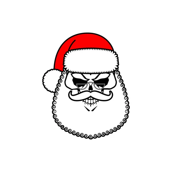 サンタの頭蓋骨 クリスマスと新年の怖いイラスト — ストックベクタ