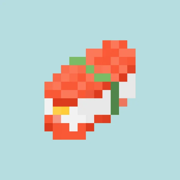 Sushi Tekercs Pixel Art Elszigetelt Bit Hagyományos Japán Étel Pixelezett — Stock Vector