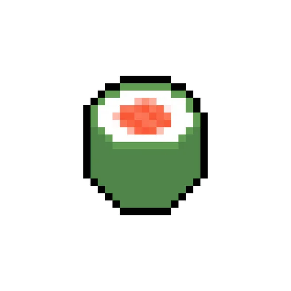 Sztuka Pikseli Sushi Odizolowana Rolki Bit Tradycyjne Japońskie Jedzenie Ilustracja — Wektor stockowy