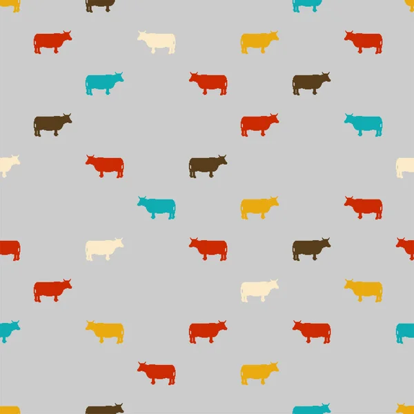 Cow Pixel Art Pattern Seamless Bit Farm Animal Background Pixelated — Stock Vector