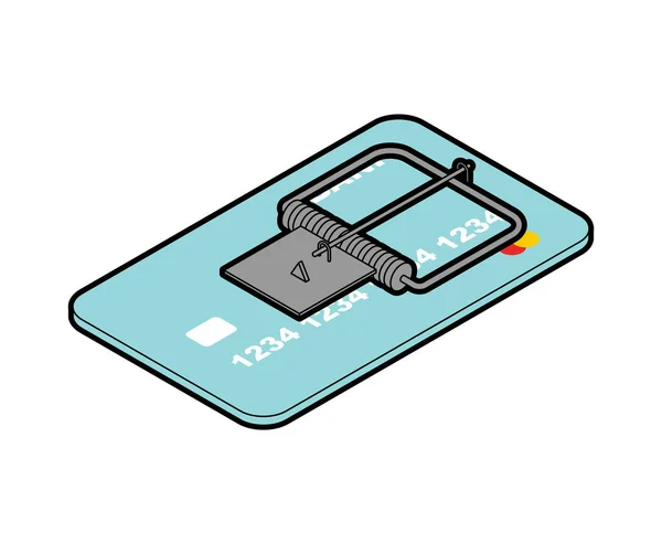 Kartu Kredit Mousetrap Konsep Perangkap Kredit Ilustrasi Vektor - Stok Vektor