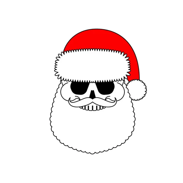 Crâne Père Noël Noël Nouvel Illustration Effrayante — Image vectorielle
