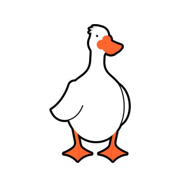 Beyaz kaz izole edilmiş. Uzun boyunlu vahşi ve evcil su kuşu. Vektör illüstrasyonu