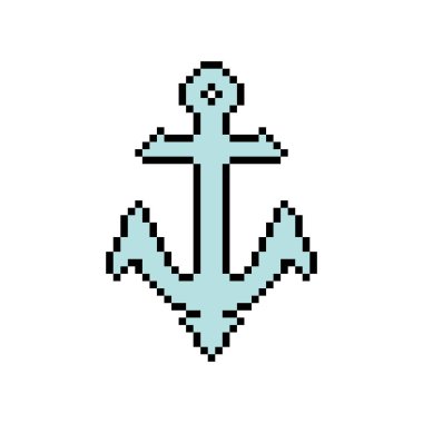 Çapa gemisi piksel sanatı. 8 bit Vektör illüstrasyonu