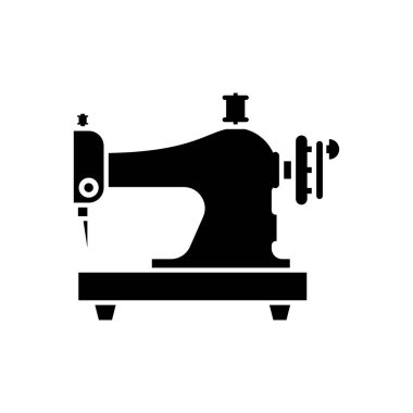 Retro dikiş makinesi izole edilmiş simge işareti. Vektör illüstrasyonu