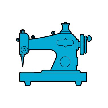 Retro dikiş makinesi izole edilmiş simge işareti. Vektör illüstrasyonu