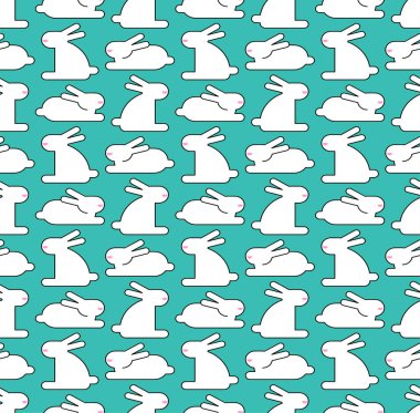 Tavşanlar çift desenli. İki tavşan arkaplanı. Vektör dokusu