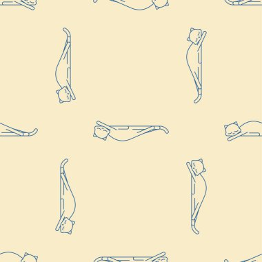 Uyuyan kedi deseni kusursuz. Evcil hayvan uyuma. Vektör dokusu