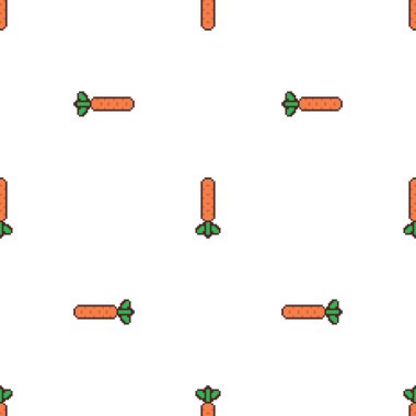 Havuç pikseli desenleri pürüzsüz. 8 bit pixelated doku. Sebze süsü.