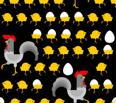 Horoz ve tavuk desenleri kusursuz. Çiftlik kuşları geçmişi. Baba ve çocuk dokusunu kavrayın