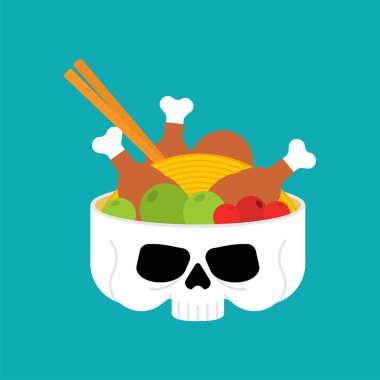 Kafatasında erişte. İskelet kaplama izole edildi. Kafatasında Ramen