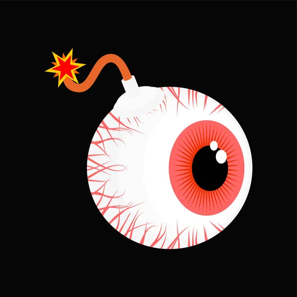 Bomb Eyeball Eye Explosive Projectile Vector Illustration — Stock Vector