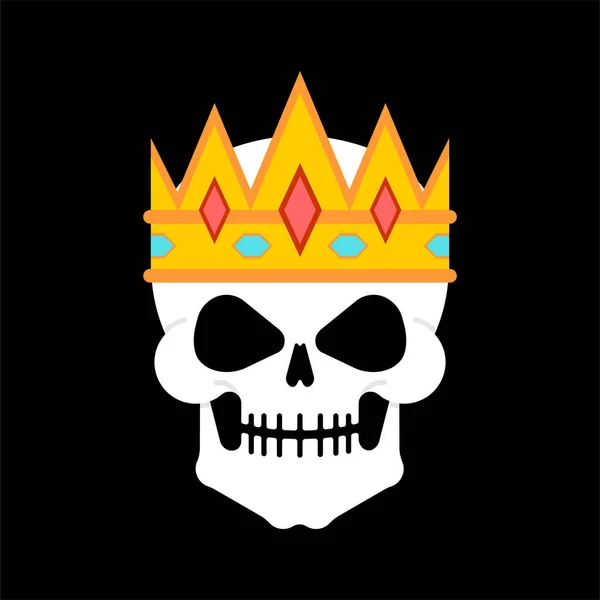 Koningsschedel Hoofd Van Skelet Kroon Vectorillustratie — Stockvector