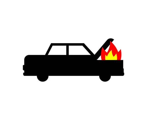 Carro Arder Isolado Carro Está Arder Ilustração Vetorial — Vetor de Stock