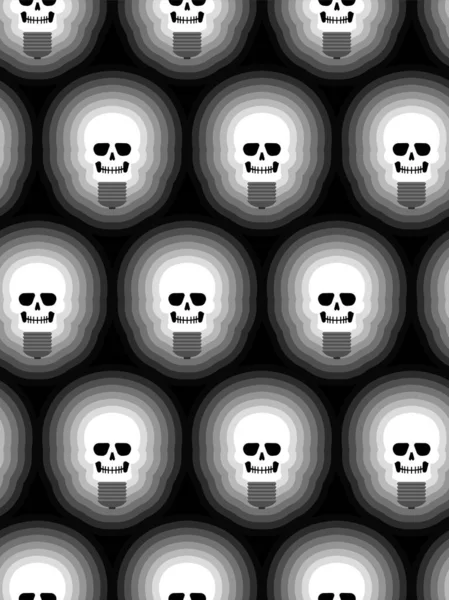 Skull Light Bulb Pattern Seamless Concept Dead Idea Background Vector — Stock Vector