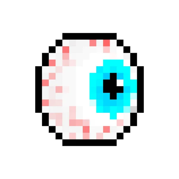 Arte Pixel Globo Ocular Ojo Redondo Bits Ilustración Vectorial Pixelada — Archivo Imágenes Vectoriales
