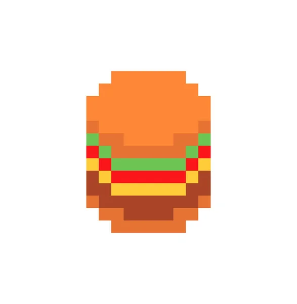 Burger Pixel Művészet Hamburger Bites Ikon Egyszerűsített Gyorsétterem Szimbólum — Stock Vector