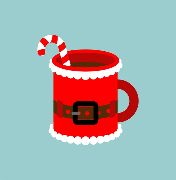 Tasse Rouge Père Noël Coupe Rouge Noël Illustration Nouvel — Image vectorielle