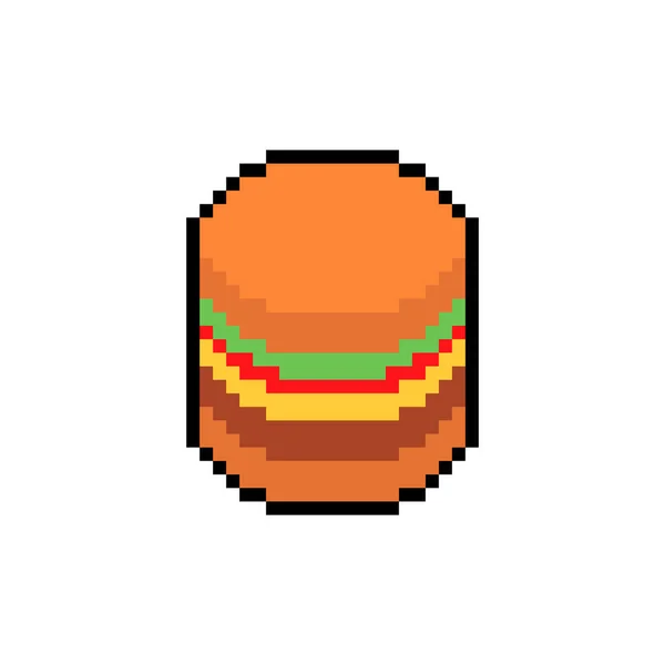 Burger Pixel Art Hamburger Bit Icona Simbolo Fast Food Semplificato — Vettoriale Stock