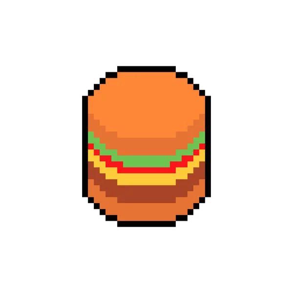 Burger Pixelkunst Hamburger Bit Icon Vereinfachtes Fastfood Symbol Verpixelt — Stockvektor