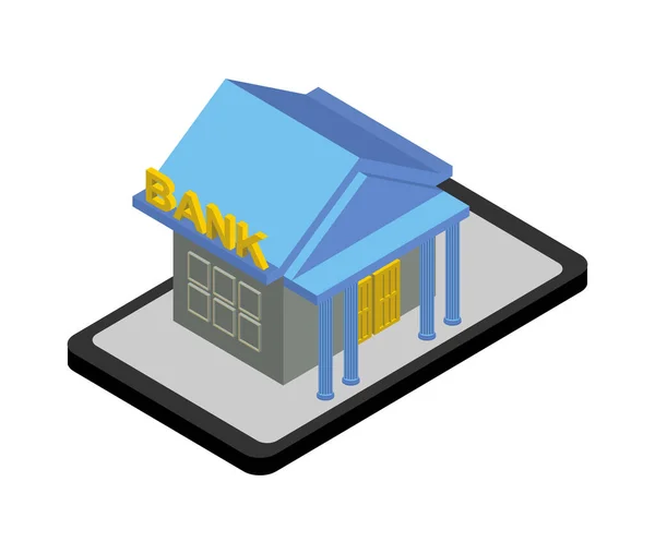 Πινακίδα Τράπεζας Διαδικτύου Εικονίδιο Τράπεζας Τραπεζικές Υπηρεσίες Online Κτίριο Gadget — Διανυσματικό Αρχείο