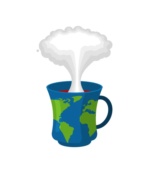一杯咖啡爆炸了 一个杯子里的核爆炸世界末日的概念 — 图库矢量图片