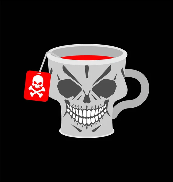 Czaszka Filiżanka Kawy Koncepcja Trucizny Śmiertelny Napój — Wektor stockowy