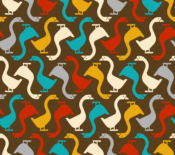 Goose Pattern Seamless Farm Bird Background Baby Fabric Texture — Stock Vector
