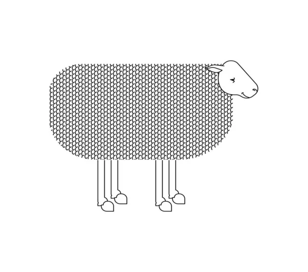 Koyun Doğrusal Çizimi Tek Başınayız Vektör Illüstrasyonu — Stok Vektör