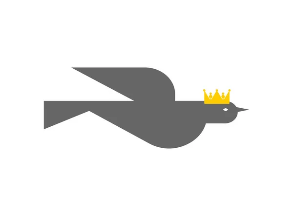 Pássaro Sinal Coroa Símbolo Estelar Real Ícone Vetorial — Vetor de Stock