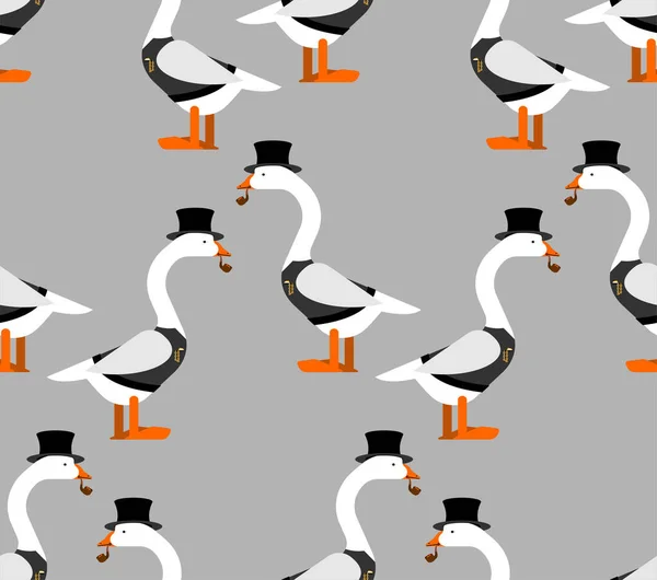 Goose Aristocrat Pattern Seamless Goose Hat Smoking Pipe Background — Stock Vector