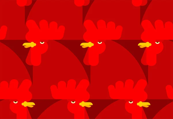Modèle Coq Rouge Sans Couture Fond Bite Rouge Ornement Tissu — Image vectorielle