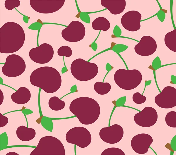 Cherry Pattern Seamless Cherries Background Ornament Kids Fabric — Stock Vector