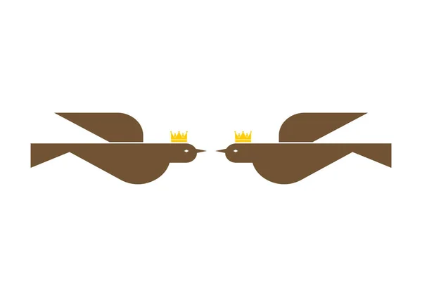 Pták Koruně Royal Starling Symbol Ikona Vektoru — Stockový vektor