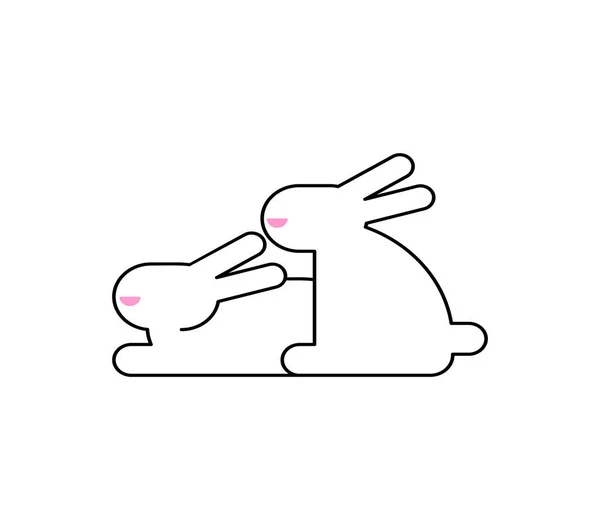 Bunnies Couple Isolated Two Rabbit Vector Illustration — Stock Vector