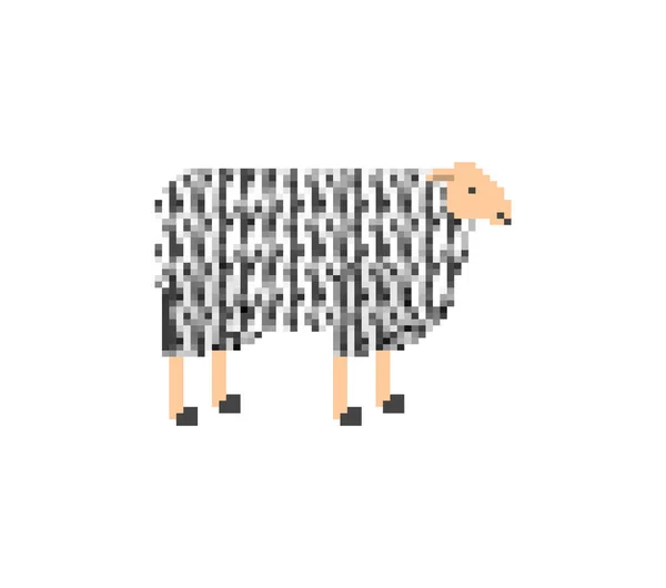 Pixel Art Mouton Brebis Bits Illustration Vectorielle Pixellisée — Image vectorielle